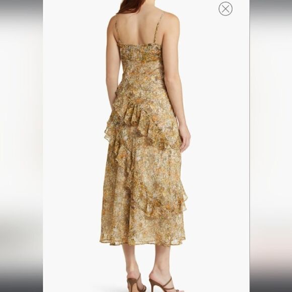 Nordstrom's Open Edit Ruffled Leg Slit Chiffon Midi Dress Size XS - Picture 2 of 9